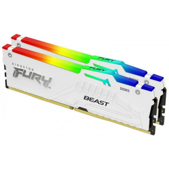 KINGSTON FURY Memória DDR5 32GB 5600MT/s CL36 DIMM (Kit of 2) Beast White RGB EXPO KINGSTON FURY Memória DDR5 32GB 5600MT/s CL36 DIMM (Kit of 2) Beast White RGB EXPO