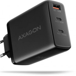 AXAGON ACU-DPQ100 3x port (USB + dual USB-C), PD3.0/QC4+/PPS/Apple 100W fekete GaN töltő