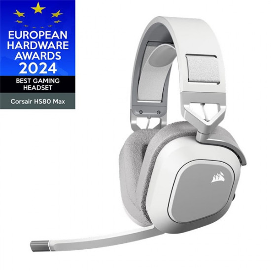CORSAIR Vezeték Nélküli Headset, HS80 MAX RGB WIRELESS Gaming, Dolby Atmos hangzás, fehér