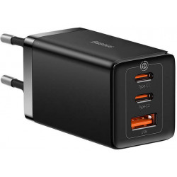 Baseus GaN5 Pro CCGP120201, 2xUSB-C, 1xUSB-A, 65W, EU, fekete, (USB-C kábel 5A, 1m) gyorstöltő
