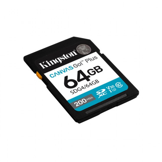 KINGSTON Canvas Go Plus 64GB Gen4 200R C10 UHS-I U3 V30 SDXC Memóriakártya