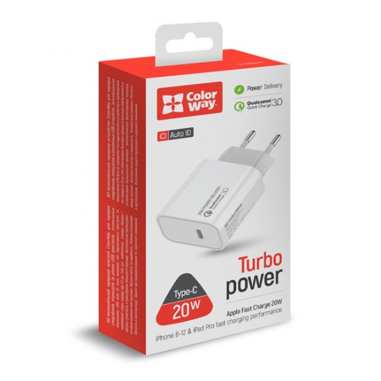 COLORWAY USB töltő adapter, Power Delivery Port USB Type-C 20W V2 fekete (CW-CHS026PD-BK) COLORWAY USB töltő adapter, Power Delivery Port USB Type-C 20W V2 fekete (CW-CHS026PD-BK)