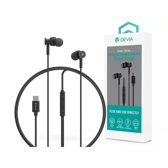 Devia Smart Series M1 Metal In-Ear sztereó fülhallgató - Type-C - fekete Devia Smart Series M1 Metal In-Ear sztereó fülhallgató - Type-C - fekete