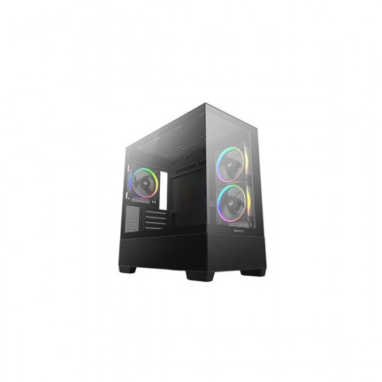 DEEPCOOL CG380 3F, Tápegység nélkül, Fekete, Üvegfalú Ház Micro ATX