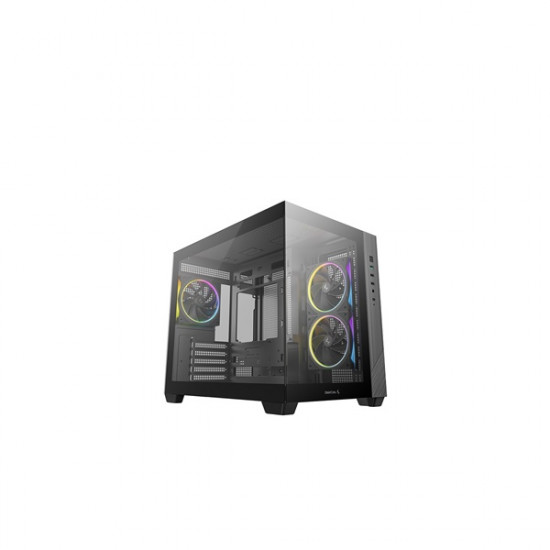 DEEPCOOL CG330 3F, Tápegység nélkül, Fekete, Üvegfalú Ház Micro ATX