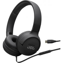 JBL Tune520C USB-C vezetékes mikrofonos fekete fejhallgató