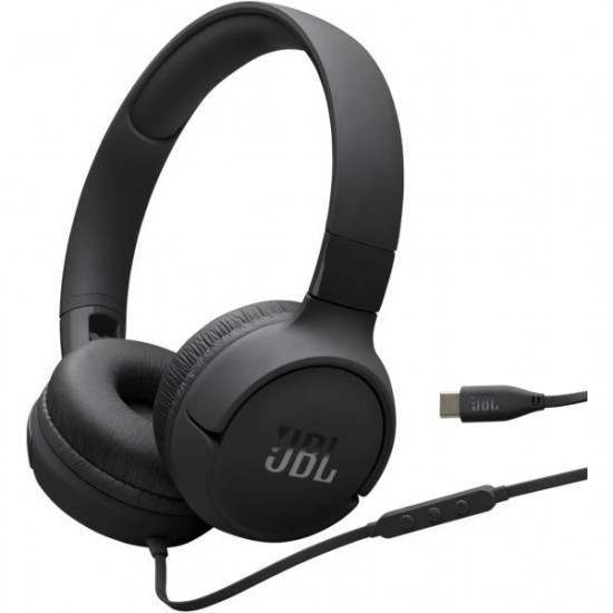 JBL Tune520C USB-C vezetékes mikrofonos fekete fejhallgató