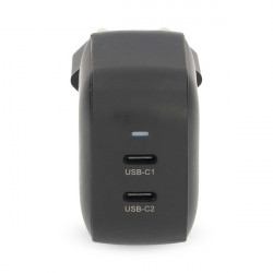 Nedis WGCHA45WBK töltő 45 W | GaN | PD3.0, Gyorstöltési funkció, 2,25 / 3,0 A, 2x USB-C, Automatikus feszültségválasztás