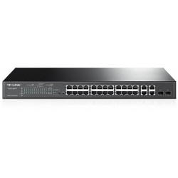 TP-LINK SL2428P Switch 24x100Mbps (24xPOE) + 4x1000Mbps + 2xGigabit SFP, Menedzselhető