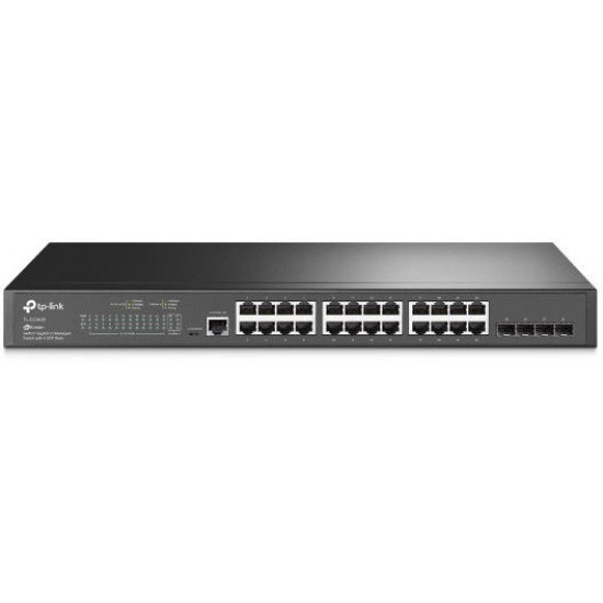 TP-LINK SG3428 Switch 24x1000Mbps + 4xGigabit SFP + 2xkonzol port, Menedzselhető