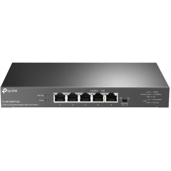 TP-LINK TL-SG105PP-M2 Switch 5x2.5G(4xPOE++) Fémházas Asztali