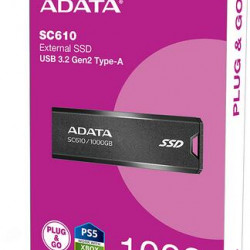 ADATA 1TB SC610 USB 3.2, Fekete/Piros SSD Külső