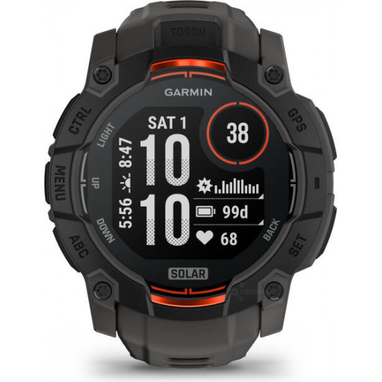 Garmin Instinct 3 50mm Solar fekete sötétszürke szíjjal okosóra