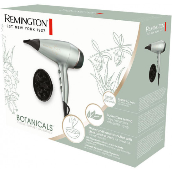 REMINGTON AC5860 2300W hajszárító, BotaniCare (aloe/jojoba/rózsa), ionos, AC motor, diffúzor, 6 mm szűkítő, 3 hőm./2 seb