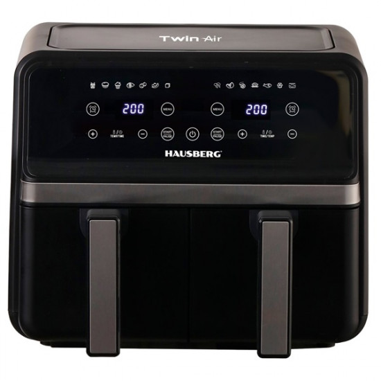 Hausberg HB-2373NG 2200-2400W dupla kosaras fekete 8,4 L forrólevegős sütő (air fryer/airfryer) Hausberg HB-2373NG 2200-2400W dupla kosaras fekete 8,4 L forrólevegős sütő (air fryer/airfryer)