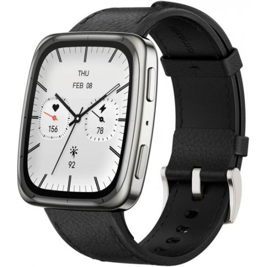 Amazfit Active 2 (Square) Black Leather Permium NFC fekete okosóra (W2434GL2N)