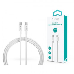 DEVIA USB-C - USB C (Type-C) ADAT ÉS TÖLTŐKÁBEL - SMART SERIES 100W PD, FEHÉR, 1,5m