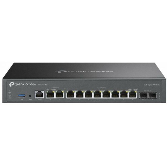 TP-LINK Vezetékes VPN Router 2xWAN/LAN(2500Mbps)+ 8xWAN/LAN(1000Mbps) + 2xSFP + 1xUSB + 1xkonzol port, ER7412-M2