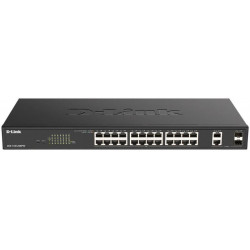 D-LINK Switch 24x1000Mbps (24xPOE) + 2xGigabit kombó SFP Fémházas Menedzselhető Rackes, DGS-1100-26MPV2/E