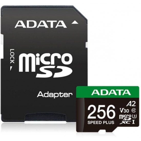 ADATA SPEED PLUS 256GB MicroSDXC Memóriakártya + Adapter UHS-I U3 (180/160)