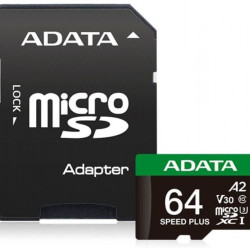 ADATA SPEED PLUS 64GB MicroSDXC Memóriakártya + Adapter UHS-I U3 (160/140)
