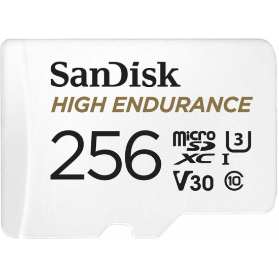 SANDISK HIGH ENDURANCE 256GB, 100 MB/S, C10, U3, V30 MICRO SDXC KÁRTYA