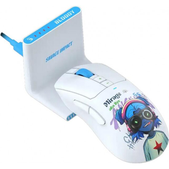 A4-Tech Bloody R73 Ultra Duo Nyx Mirage vezeték nélküli fehér gamer egér