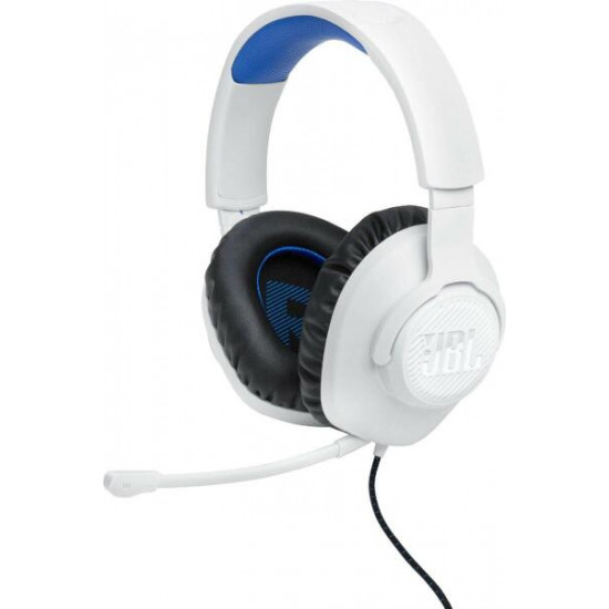 JBL Quantum 100P Console (Vezetékes, gaming fejhallgató levehető mikrofonnal), Fehér/Kék