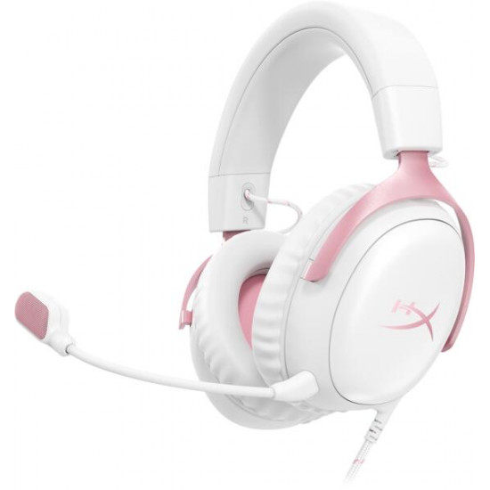 HP HYPERX vezetékes gaming fejhallgató Cloud III - fehér/rózsaszín HP HYPERX vezetékes gaming fejhallgató Cloud III - fehér/rózsaszín