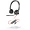 HP POLY fejhallgató Blackwire 3320 sztereó USB-C+USB-C/USB-A adapter Microsoft Teams-tanúsítvánnyal