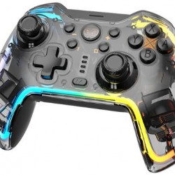 BLACKBIRD Kontroller - Nintendo Switch/Lite/OLED/Android/IOS/PC, Vezeték nélküli Bluetooth 5.0, Átlátszó Fehér RGB