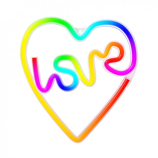 FOREVER LIGHT Neon LED dekorációs RGB lámpa LOVE in HEART, USB, távirányító, MUSIC SYNC, szabályozható, TIMER FOREVER LIGHT Neon LED dekorációs RGB lámpa LOVE in HEART, USB, távirányító, MUSIC SYNC, szabályozható, TIMER
