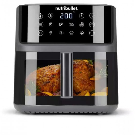 NUTRIBULLET NBA0811DG Super Crisplite Vision 3in1 forrólevegős sütő, 2000W, 8L, Fekete NUTRIBULLET NBA0811DG Super Crisplite Vision 3in1 forrólevegős sütő, 2000W, 8L, Fekete