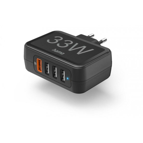 Hama 201629 FIC E3 USB 4X (1XQC3.0, 3XUSB-A) 33W hálózati töltő