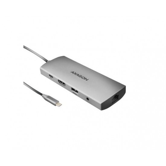 AXAGON HMC-8HLSA USB-C 3.2 Gen 1 3x USB-A + 4K/30Hz HDMI + SD/microSD GLAN Audio PD 100W hub