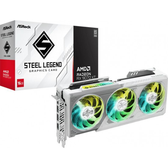 ASRock Radeon RX 9070 XT Steel Legend 16GB GDDR6 256bit Videokártya ASRock Radeon RX 9070 XT Steel Legend 16GB GDDR6 256bit Videokártya