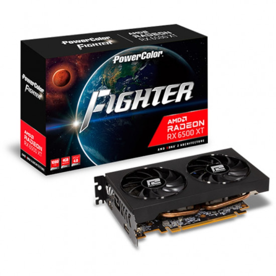 PowerColor Radeon Fighter RX 6500 XT 8GB GDDR6 Videokártya (AXRX 6500XT 8GBD6-DH/OC)