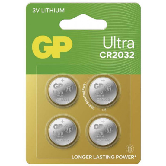 GP Ultra Lítium gombelem CR2032 4db/bliszter