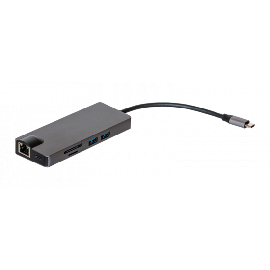 Rainbow USB-C Multi format concerter 2xUSB 3.0, HDMI, VGA+Aud, SD, MSD, LAN, USB-C, MAC kompatibilis (VACONUC-MULTI)