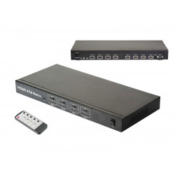 Rainbow HDMI mátrix, 4in-4out, infra, RS232 (VAMXH4X4)