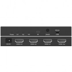 Rainbow HDMI selector 3in - 1out, 4K 60Hz Infra távirányító, kábeles infra vevő (VASEH4K-3)