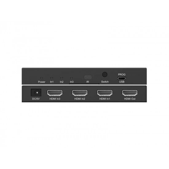 Rainbow HDMI selector 3in - 1out, 4K 60Hz Infra távirányító, kábeles infra vevő (VASEH4K-3) Rainbow HDMI selector 3in - 1out, 4K 60Hz Infra távirányító, kábeles infra vevő (VASEH4K-3)