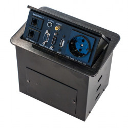 Rainbow 1x230V, 1xHDMI, 2xRJ45, 1xVGA, 1xUSB, 1x3,5mm audio, 1x1RCA asztalba süllyeszthető kábelrendező doboz R2 sorozat (VEASR2.H7-P1)