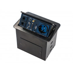 Rainbow 1x230V, 1xHDMI, 2xRJ45, 1xVGA, 1xUSB, 1x3,5mm audio, 1x1RCA asztalba süllyeszthető kábelrendező doboz R2 sorozat (VEASR2.H7-P1)