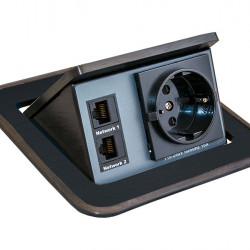 Rainbow asztalba süllyeszthető kábelrendező doboz R2 sorozat 1x230V, 2xRJ45 (VEASR2.J1-04)