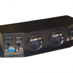 Rainbow ECO-2 2x230V, 2xVGA, 4xRJ45, 2x3,5mm audio asztallap alá építhető kábelrendező (WAECO-2)